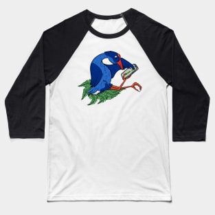 Pukeko using Mobile Phone Baseball T-Shirt